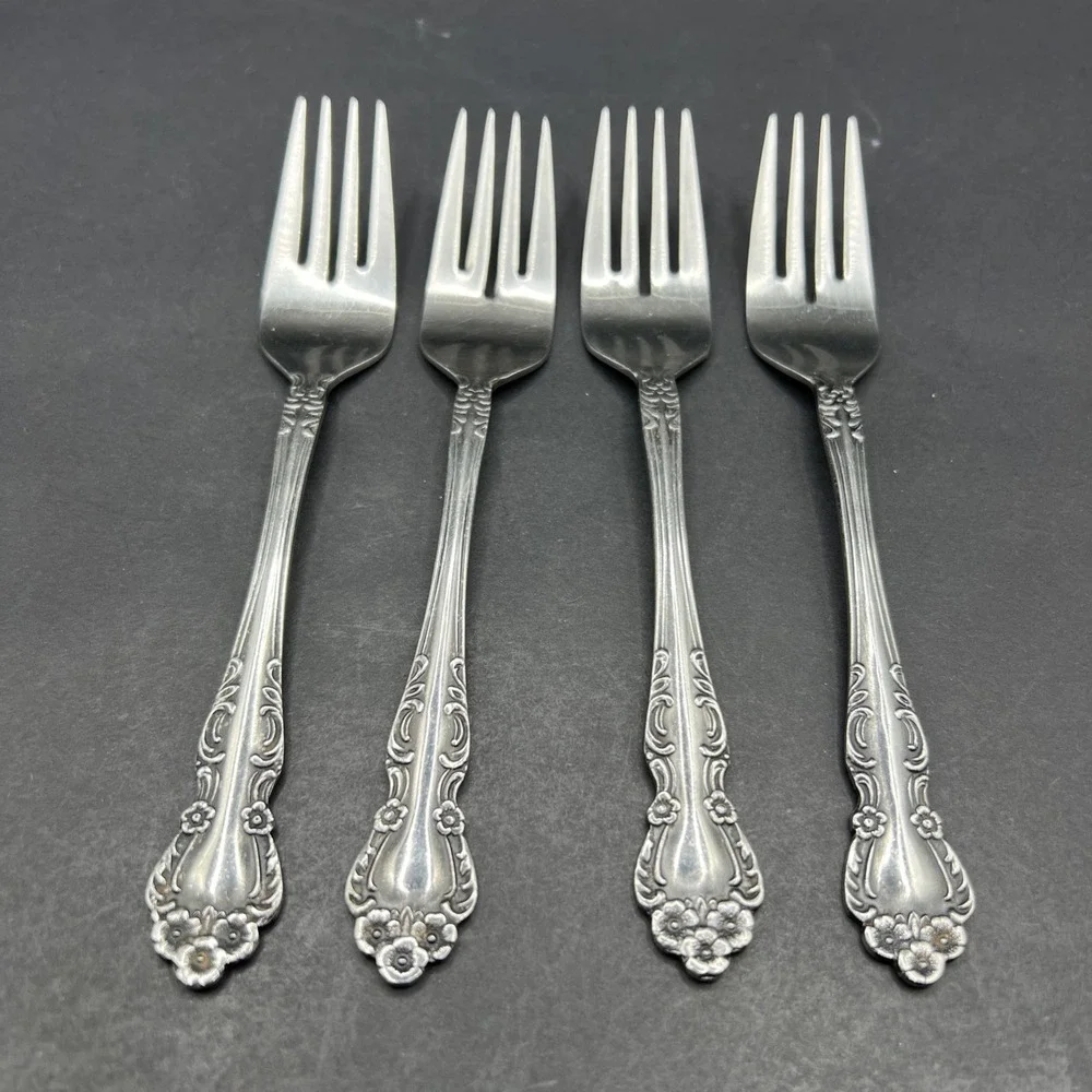 Set of 4 Vintage Ekco Eterna BEAUMONT Stainless Salad Forks